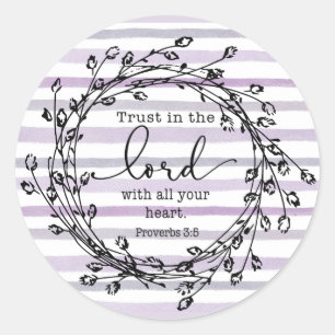 Paarse Waterverf stapes Trust in Lord Ronde Sticker