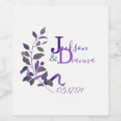 Paarse Waterverf Stem Wijn Etiket (Enkel label)