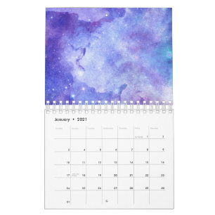 Paarse Waterverf Sterrenhemel Ruimteliefhebber Ste Kalender