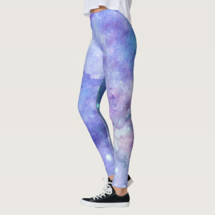 Paarse Waterverf sterrenhemelvaart Leggings