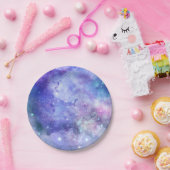 Paarse Waterverf sterrenhemelvaart Papieren Bordje (Feest)