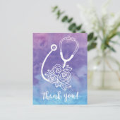Paarse Waterverf Stethoscoop Doctor Hartelijk dank Briefkaart (Staand voorkant)