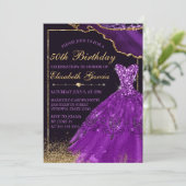 Paarse Waterverf Stress agate Birthday Kaart (Staand voorkant)