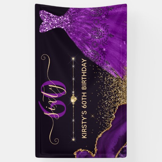 Paarse Waterverf Stress agate Birthday Spandoek (Verticaal)