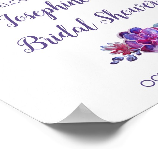 Paarse Waterverf Succulenten met Vrijgezellenfeest Poster (Hoek)