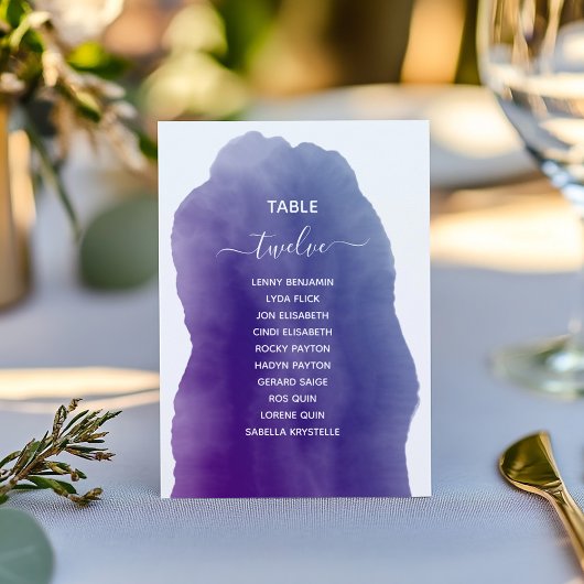 Paarse waterverf Tabel Aantal zitplaatsen Kaart