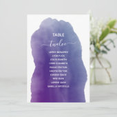 Paarse waterverf Tabel Aantal zitplaatsen Kaart (Staand voorkant)