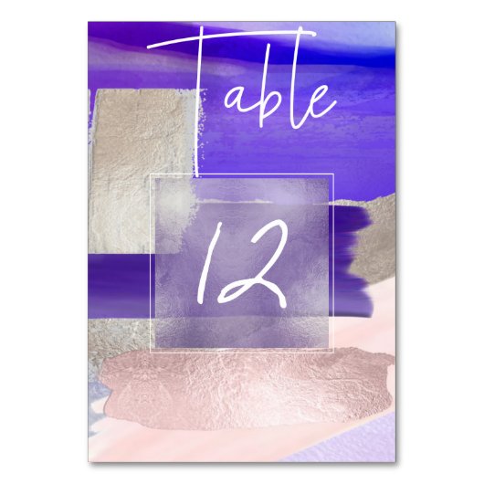 Paarse Waterverf Tafel Nummers Kaart (Voorkant)