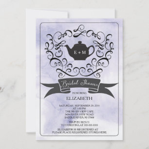 Paarse Waterverf Tea Bridal Shower Kaart