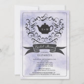 Paarse Waterverf Tea Bruids Douche Uitnodiging (Voorkant)