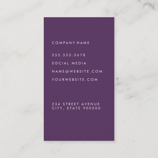 Paarse Waterverf textuur Visitekaartje (Achterkant)