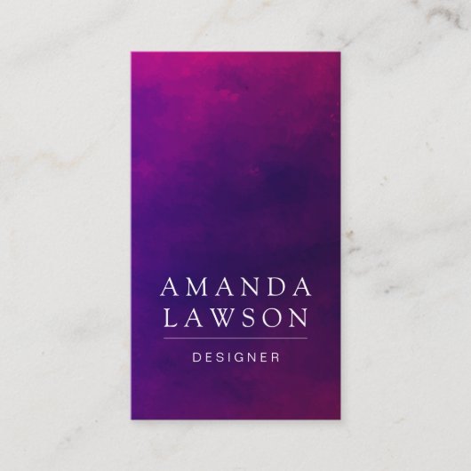 Paarse Waterverf textuur Visitekaartje (Voorkant)