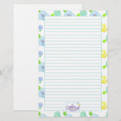 Paarse Waterverf theepot gevoerd Briefpapier (Voorkant / Achterkant)