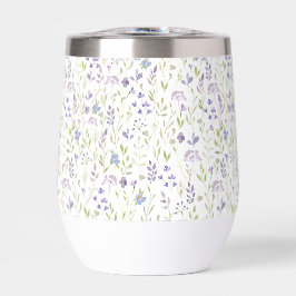 Paarse Waterverf Thermos Wijnbeker met Wilde Bloem