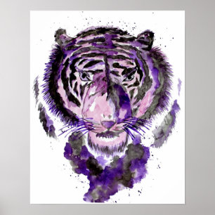 Paarse Waterverf Tiger Poster