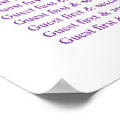 Paarse  waterverf trouwtafel plan poster (Hoek)