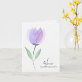 Paarse Waterverf Tulip Sympathie Kaart (Gele Bloem)