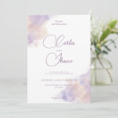 Paarse Waterverf uitnodiging (Staand voorkant)