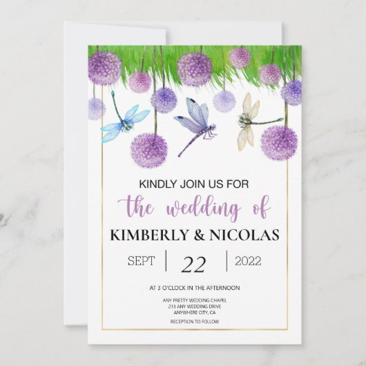 Paarse Waterverf uitnodiging (Voorkant)