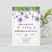 Paarse Waterverf uitnodiging (Staand voorkant)