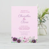 Paarse Waterverf - Uitnodiging tot huwelijk (Staand voorkant)