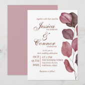 Paarse Waterverf - Uitnodiging tot huwelijk (Voorkant / Achterkant)