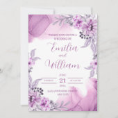 Paarse Waterverf - Uitnodiging tot huwelijk (Voorkant)