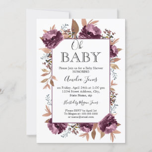 Paarse Waterverf Uitnodiging voor Babyborrel
