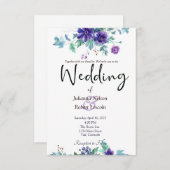 Paarse waterverf - uitnodiging voor een bruiloft (Voorkant / Achterkant)