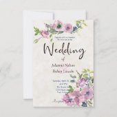 Paarse waterverf - uitnodiging voor een bruiloft (Voorkant)