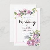 Paarse waterverf - uitnodiging voor een bruiloft (Voorkant / Achterkant)