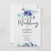 Paarse waterverf - uitnodiging voor een bruiloft (Voorkant)