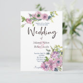 Paarse waterverf - uitnodiging voor een bruiloft (Staand voorkant)