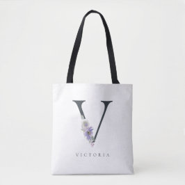 Paarse Waterverf V Monogram Bloemen Canvas tas