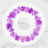 Paarse waterverf van kunstbloemen wijnglaslabel (Voorkant)