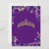 Paarse Waterverf van Quinceañera Floral Kaart (Achterkant)