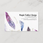 Paarse Waterverf Veer Boho Visitekaartje (Achterkant)