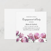 Paarse waterverf ventilator. Floral Engagement Par Kaart (Voorkant / Achterkant)