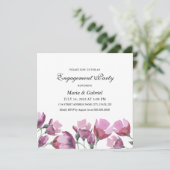 Paarse waterverf ventilator. Floral Engagement Par Kaart (Staand voorkant)