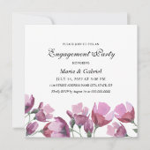 Paarse waterverf ventilator. Floral Engagement Par Kaart (Voorkant)