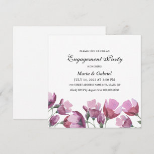 Paarse waterverf ventilator. Floral Engagement Par Kaart