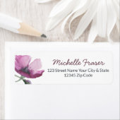 Paarse waterverf ventilator. Stylish Floral Etiket (Insitu)