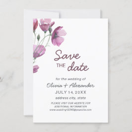 Paarse waterverf ventilator. Stylish Floral Weddin Save The Date
