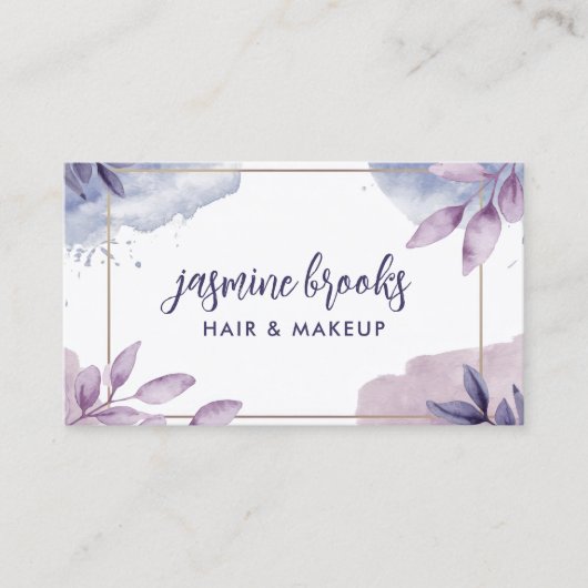 Paarse Waterverf verlaat gouden Lijst Visitekaartje (Voorkant)