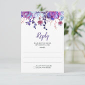 Paarse Waterverf vetplanten bruiloft antwoord Kaar (Staand voorkant)