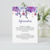 Paarse Waterverf vetplanten bruiloft informatie Informatiekaartje (Staand voorkant)