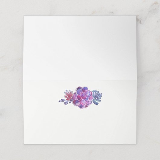 Paarse Waterverf vetplanten bruiloft Plaatskaartje (Buitenkant ongevouwen)