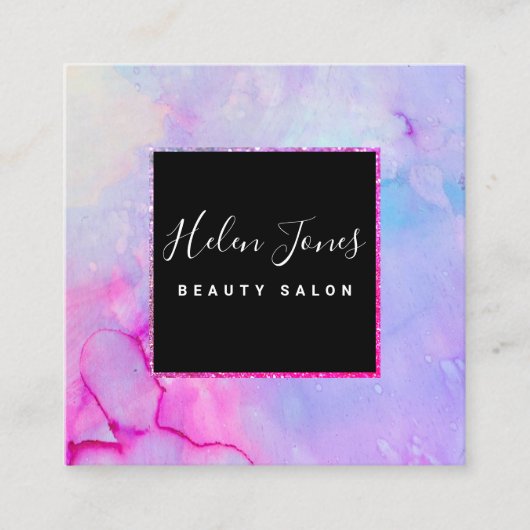 paarse waterverf vierkante visitekaartje (Voorkant)
