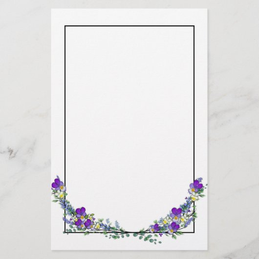 Paarse waterverf violet lavendel eucalyptus briefpapier (Voorkant)