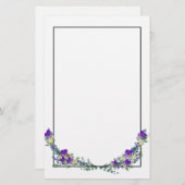 Paarse waterverf violet lavendel eucalyptus briefpapier (Voorkant / Achterkant)